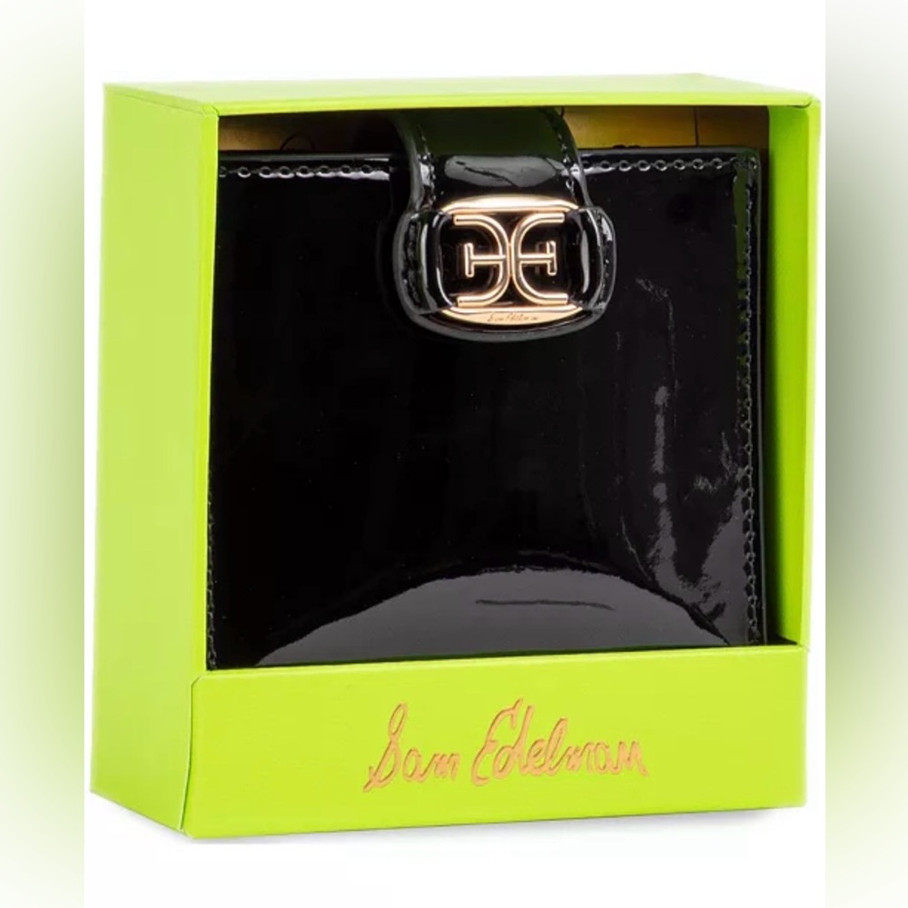 NIB! Sam Edelman Accordion Black Patent Wallet